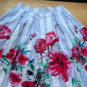 Floral Flamingo Print Skirt